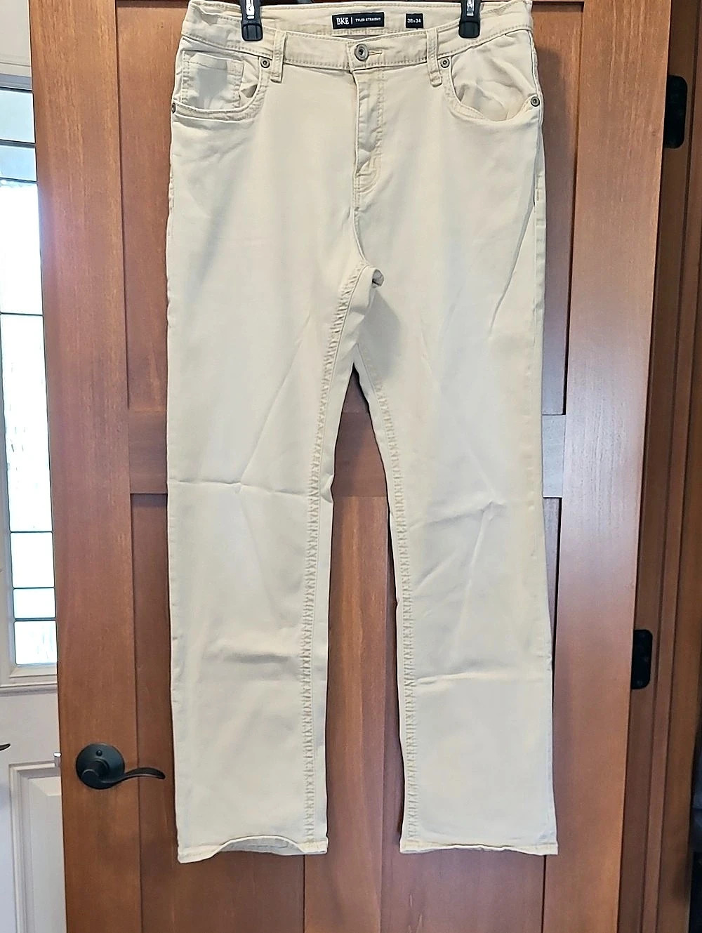 BKE Tyler Straight Leg Jeans in Cream Waist 36x34
